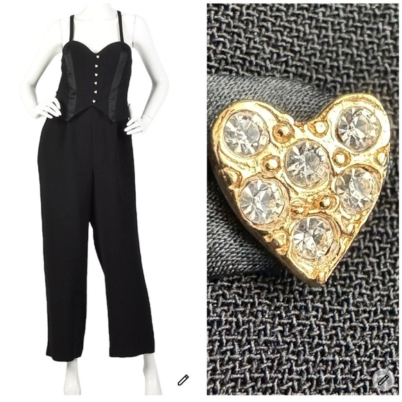 Alberto Makali Jumpsuit Black Tuxedo Sleeveless Racerback Vintage 80s Size 2 - Picture 1 of 8